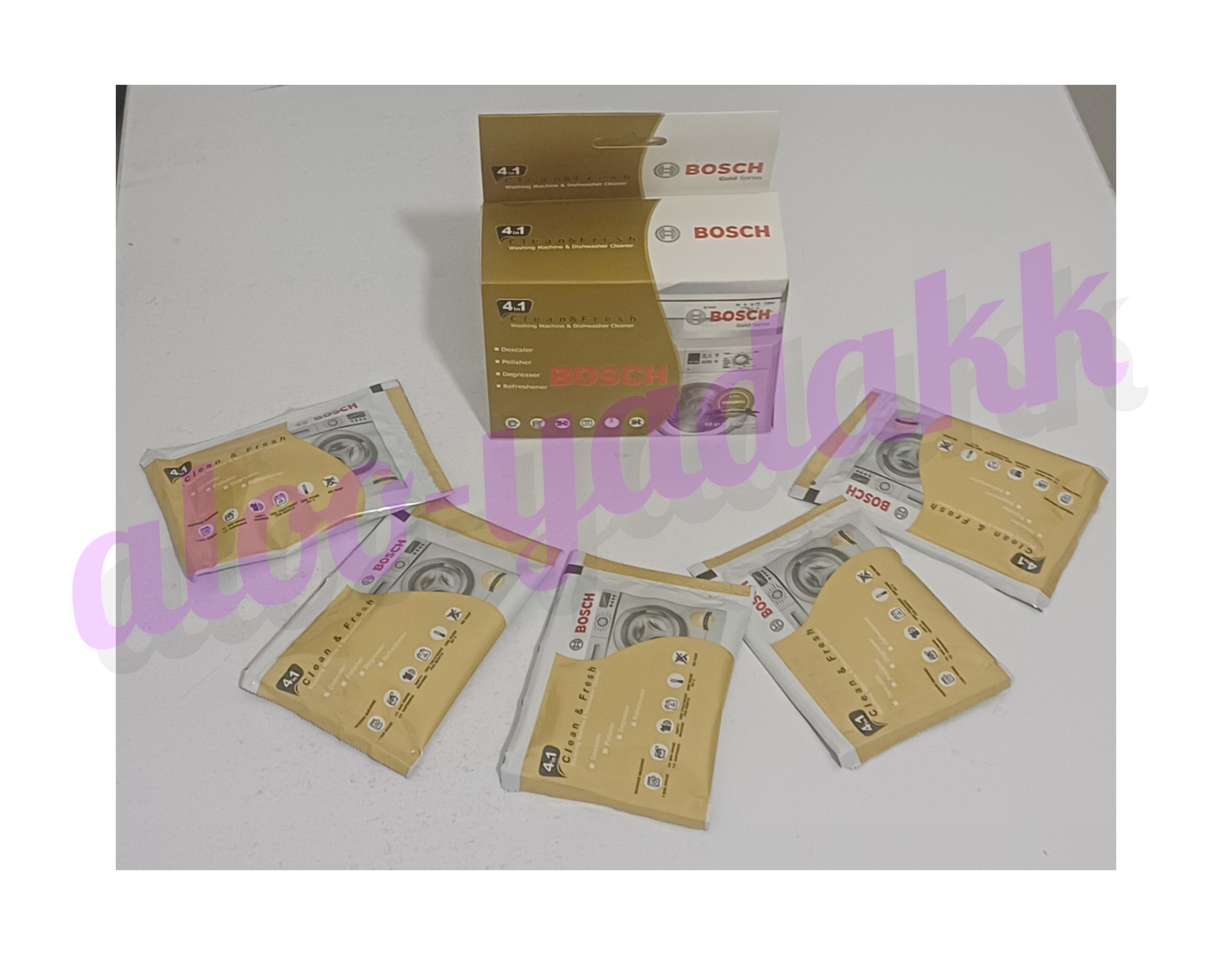 پودر جرمگیر ماشین ظرفشویی و ماشین لباسشویی بوش بسته ۵ عددی